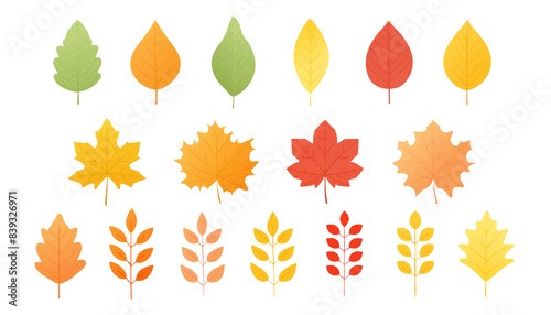 シンプルな紅葉した葉っぱのベクターイラスト
