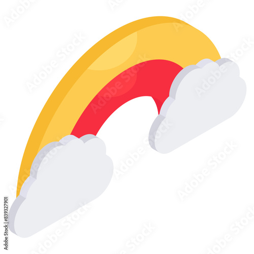 An eye catching icon of rainbow, isometric style 