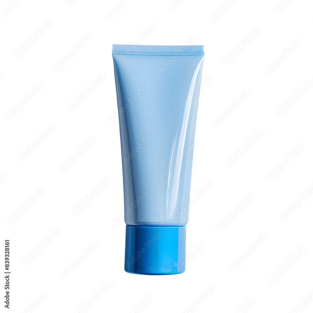 Blue blank cream tube mockup isolated on transparent background Blue blank cream tube mockup isolated on transparent background