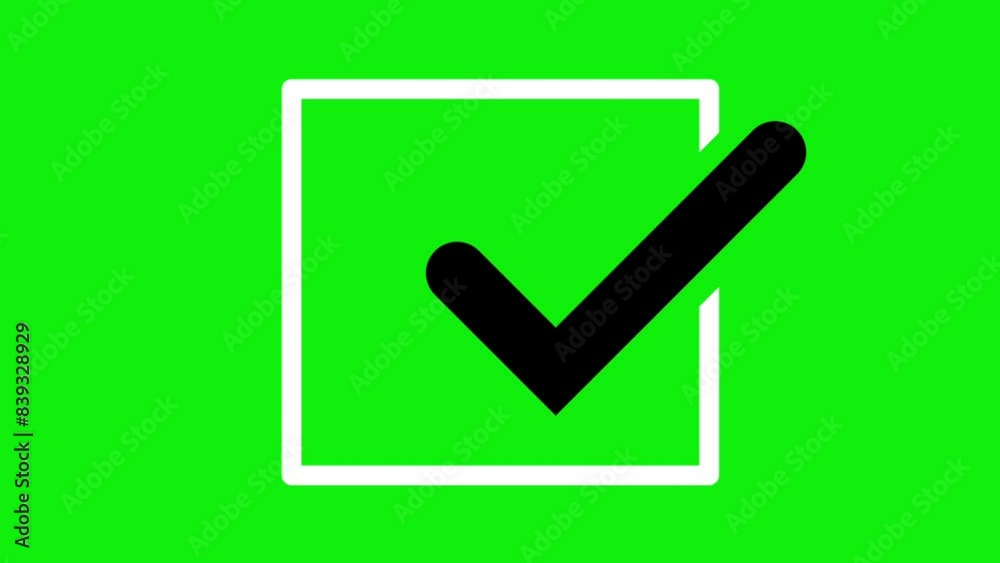 Motion graphic check mark box line with green background. Perfect for clip video elements.