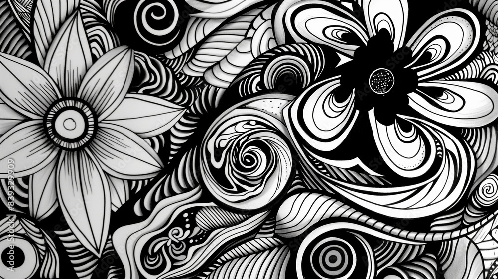 Intricate Geometric Doodles in Black and White Intricate Geometric Doodles in Black and White