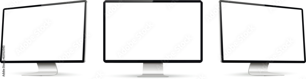 © fad82 - Three monitor with empty display, realistic set device screen mockup © fad82 - Three monitor with empty display, realistic set device screen mockup