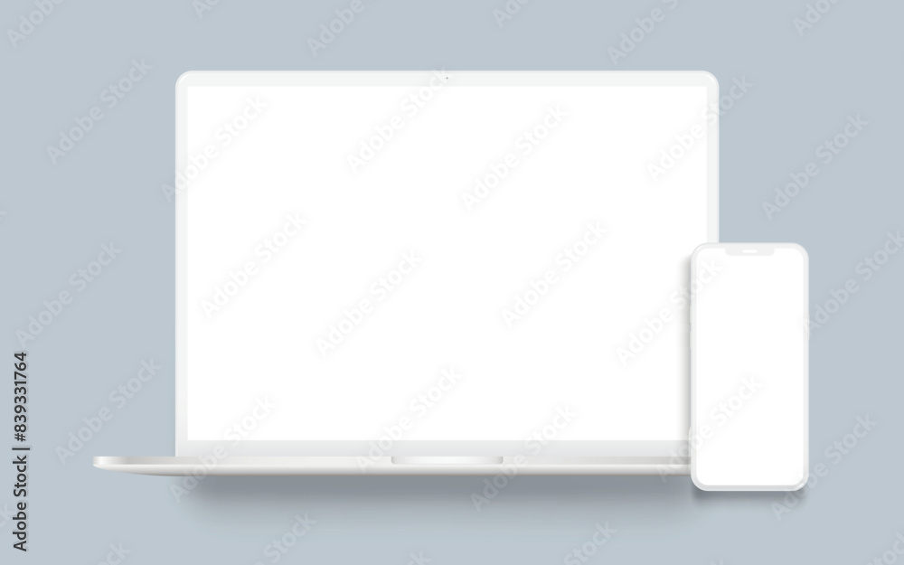 Laptop computer and mobile phone clay mockup Laptop computer and mobile phone clay mockup