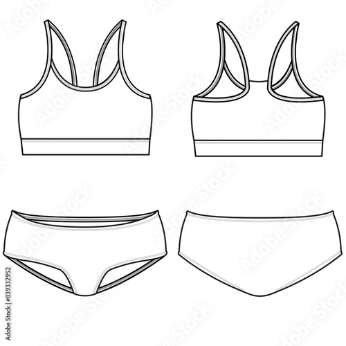 Fashion sketch black and white for CAD