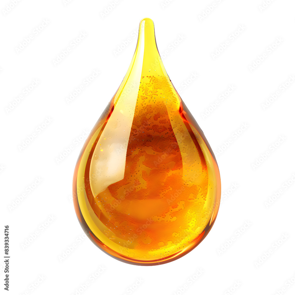 Photorealistic glossy yellow oil drop isolated on transparent background Photorealistic glossy yellow oil drop isolated on transparent background