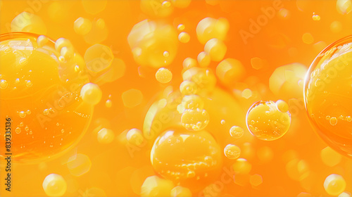Vibrant orange bubbles floating in liquid. Tileable seamless.