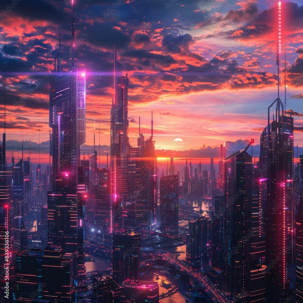 Fototapeta premium city at sunset