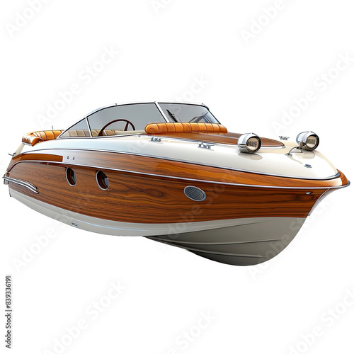 Speed boat on transparent background