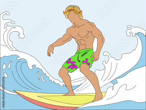 guy surfing, catching a wave