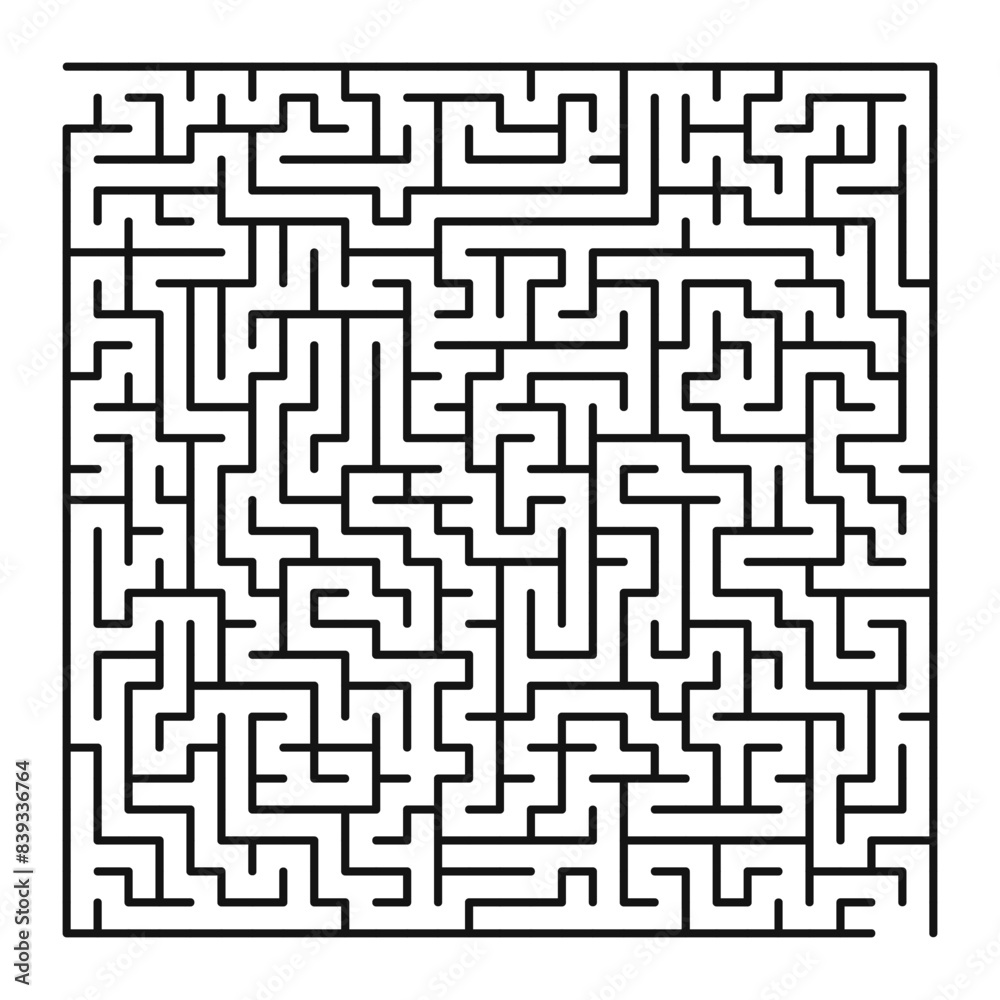 Maze shape design element. There is one entrance and exit and one correct path, but many paths lead to dead ends. Maze shape design element. There is one entrance and exit and one correct path, but many paths lead to dead ends.