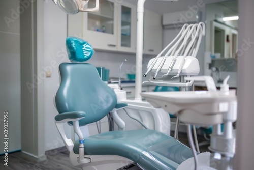 Modern Dental Clinic Operating Room with High-Tech Equipment and Comfortable Patients  Chair