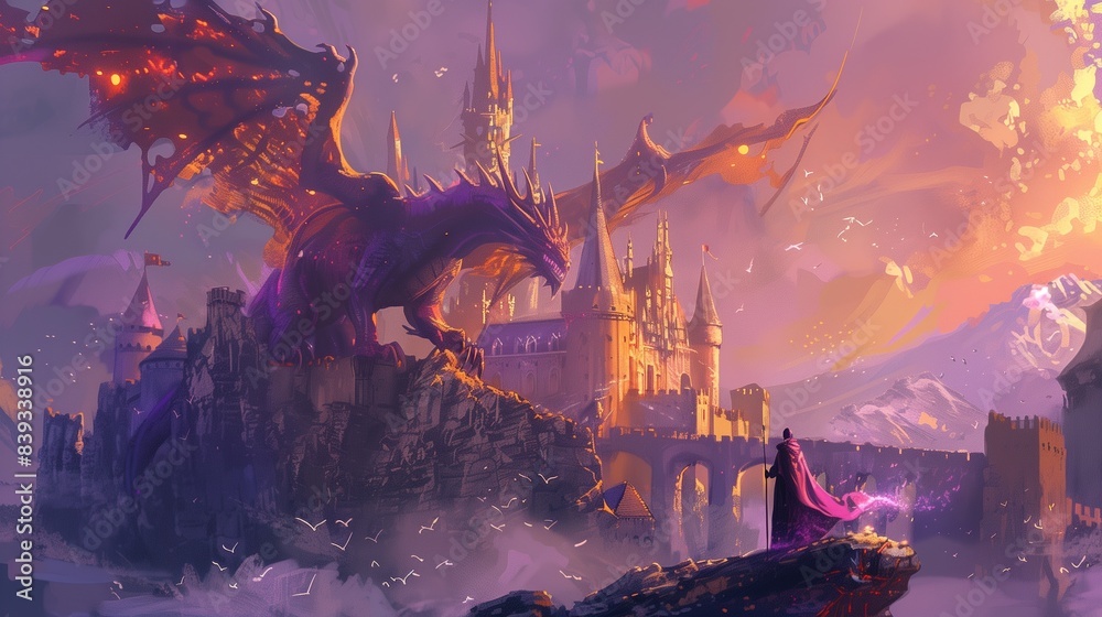 Fantasy Doodles: Dragons, Castles, Magical Creatures Purple and Gold Fantasy Doodles: Dragons, Castles, Magical Creatures Purple and Gold