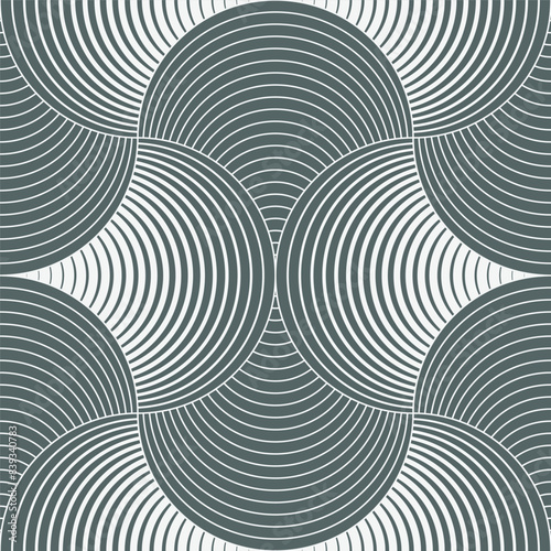 geometric pattern vector. Geometric simple fashion fabric print. Vector repeating tile texture. Overlapping circles funky theme or linear petal of flower or flora. pattern is on swatches panel