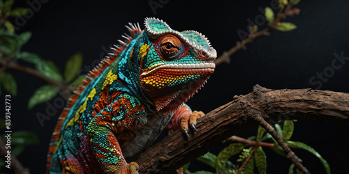 photo Exotic Reptile of chameleon with various colors of nature