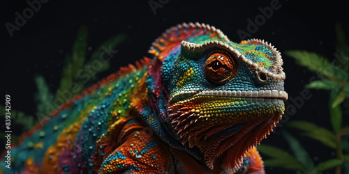 photo Exotic Reptile of chameleon with various colors of nature