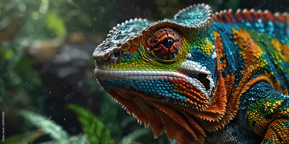 photo Exotic Reptile of chameleon with various colors of nature