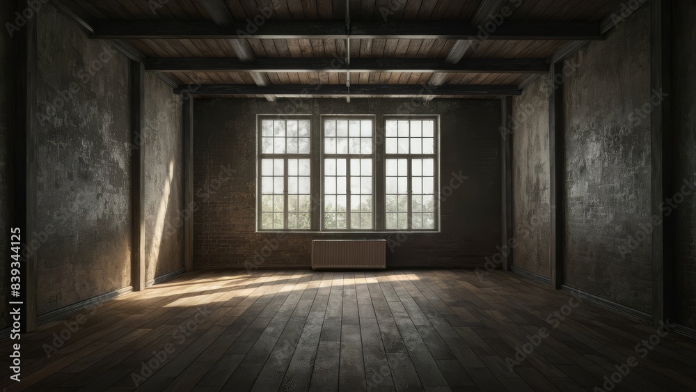 Empty room with light enters from the window Empty room with light enters from the window