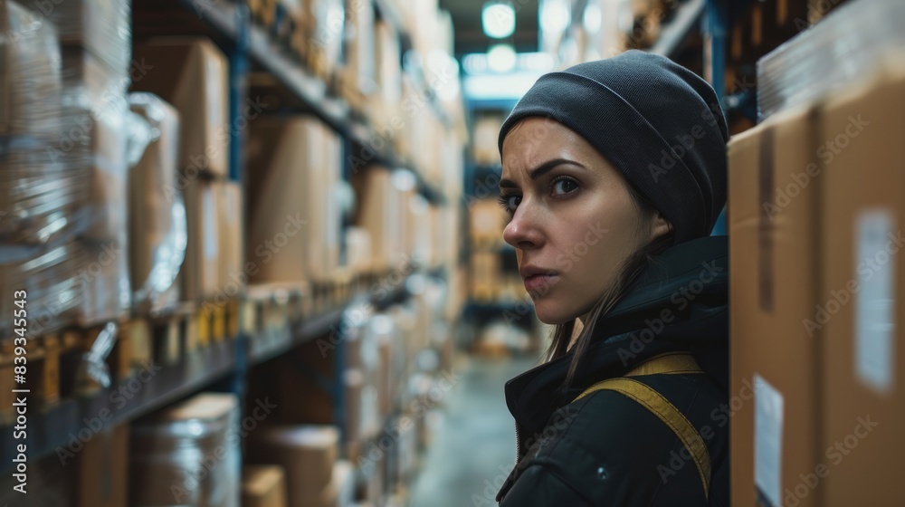 Warehouse worker in the foreground generative ai