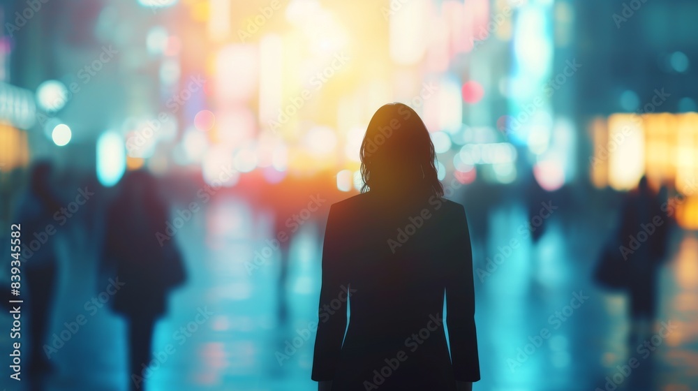 Leader: Portrait of a woman in a business suit standing against a blurred background of a group of people and inspiring them with her authority and confidence. ::3 retro ::3 --no text --ar 16:9 - Leader: Portrait of a woman in a business suit standing against a blurred background of a group of people and inspiring them with her authority and confidence. ::3 retro ::3 --no text --ar 16:9 -