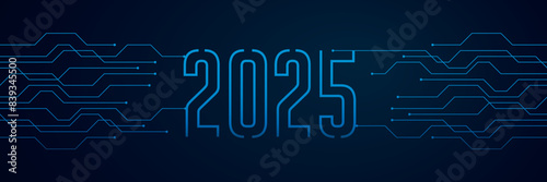 circuit board electronics digital technology banner 2025 blue vector illustration
