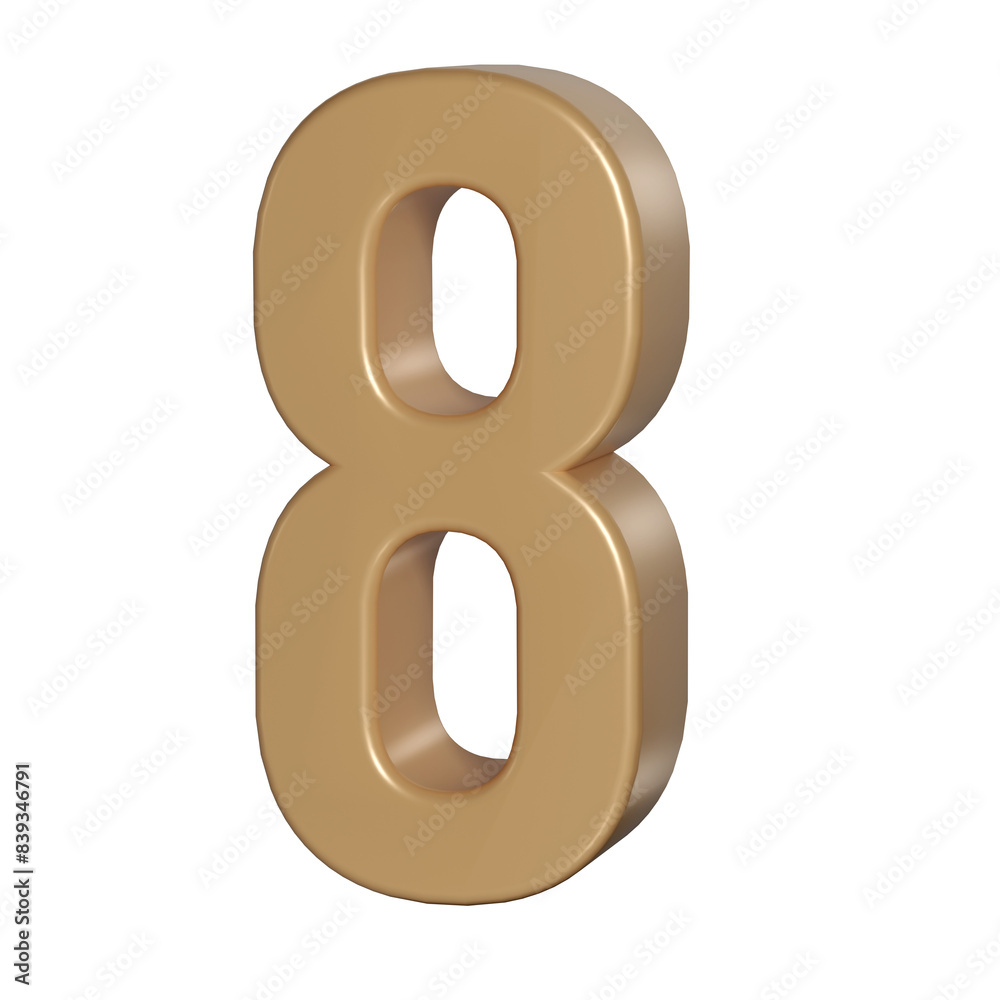 3d number eight 8 golden or bronze shining typography symbol or sign template, realistic illustration. Gold eighth digit or figure for numbering 3d number eight 8 golden or bronze shining typography symbol or sign template, realistic illustration. Gold eighth digit or figure for numbering