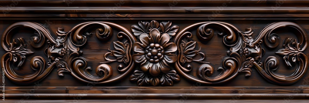 Intricate Victorian Wood Wall Panel Texture