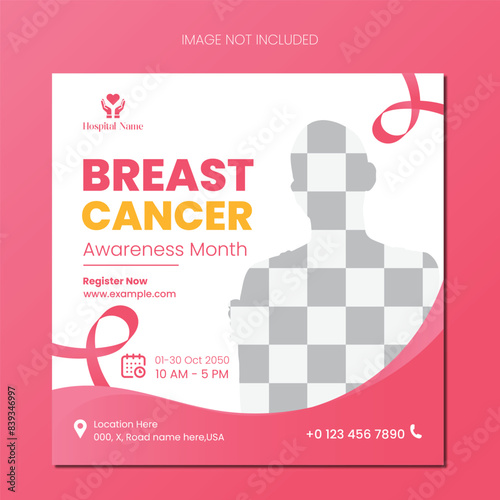 Pink October breast cancer awareness day pink ribbons cancer recovery social media post