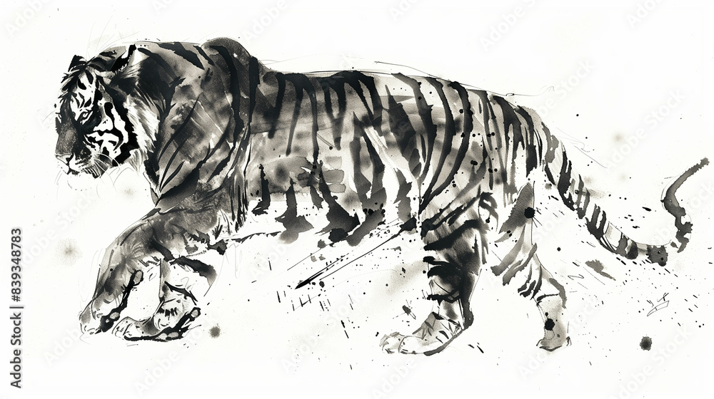 Chinese style ink painting tiger Chinese style ink painting tiger