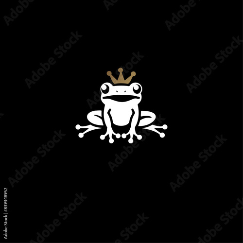 Royal Frog Logo, Minimalist Frog Crown Design, Elegant Frog Silhouette