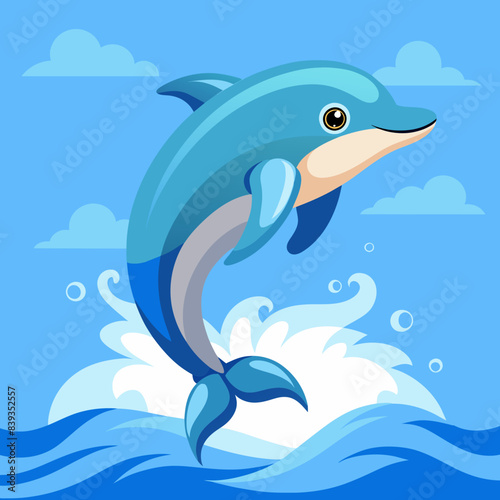 A playful dolphin leaping out of the water.