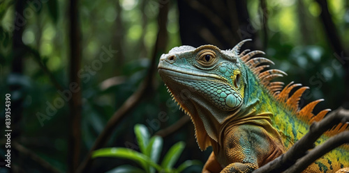 photo Exotic Reptile of iguana with various colors of nature