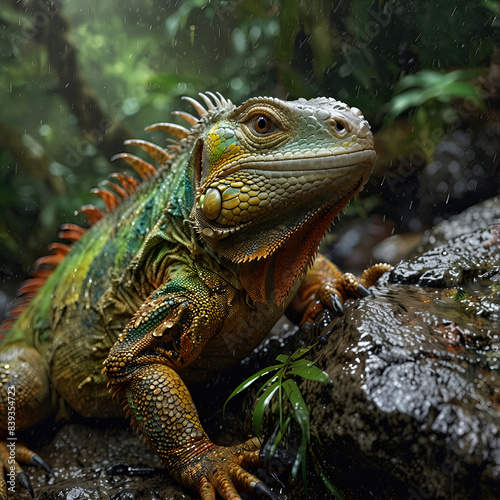 photo Exotic Reptile of iguana with various colors of nature