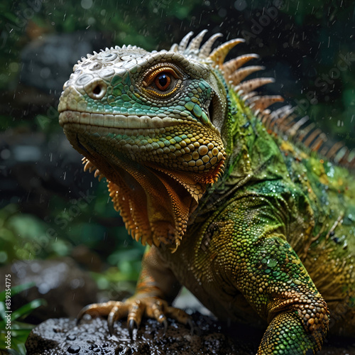 photo Exotic Reptile of iguana with various colors of nature