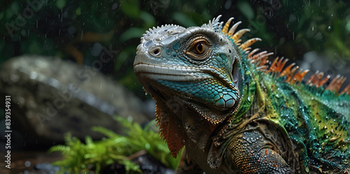 photo Exotic Reptile of iguana with various colors of nature