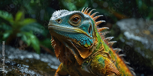 photo Exotic Reptile of iguana with various colors of nature