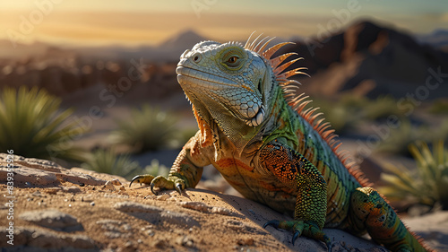 photo Exotic Reptile of iguana with various colors of nature