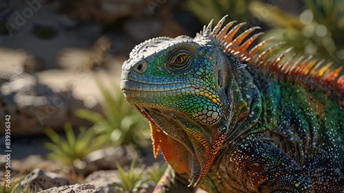 photo Exotic Reptile of iguana with various colors of nature