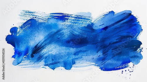 vibrant cobalt blue watercolor brushstroke with wet vivid texture abstract aquarelle painting