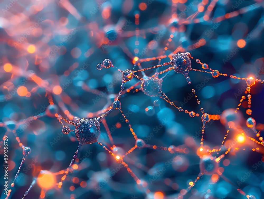 Close-up of neural network visualization, intricate and colorful connections, detailed and abstract representation Close-up of neural network visualization, intricate and colorful connections, detailed and abstract representation