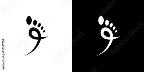 Foot palm logo abstract feet print step fingers vector