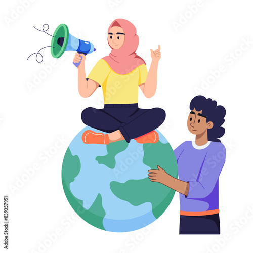 Latest flat illustration of a global campaign 