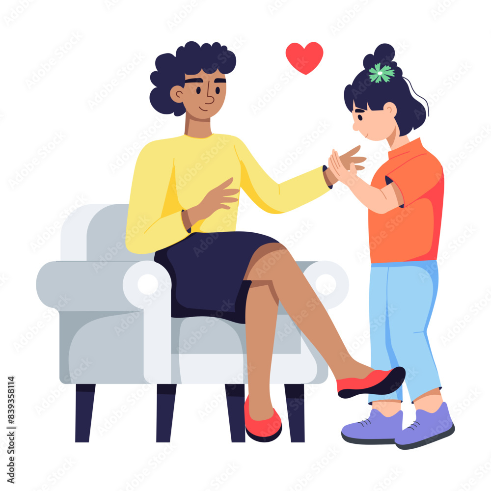 Handy flat illustration depicting interracial adoption 