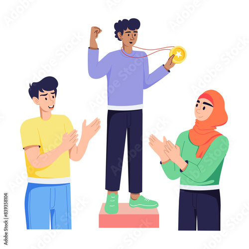 Check out flat illustration of winner celebration 