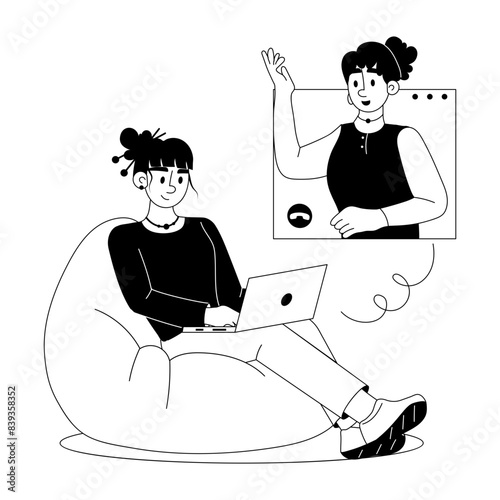 Grab this glyph illustration of online meeting 
