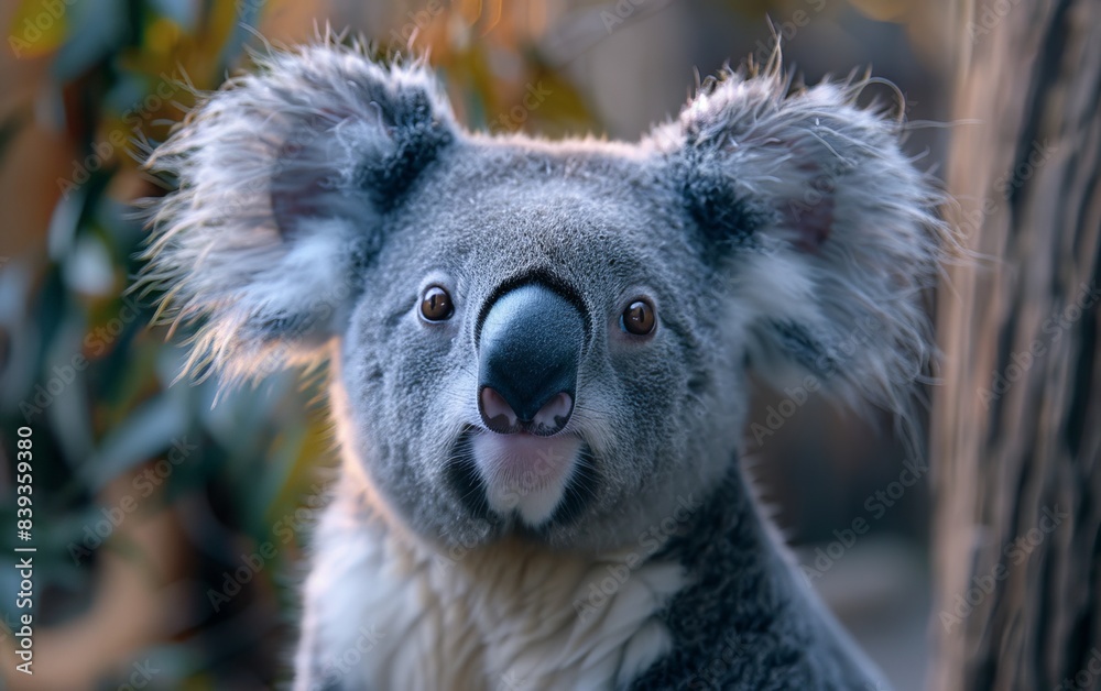 A closeup portrait of a koala looking directly at the camera A closeup portrait of a koala looking directly at the camera
