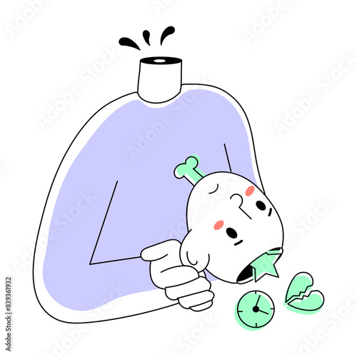 Easy to use doodle mini illustration of depression 