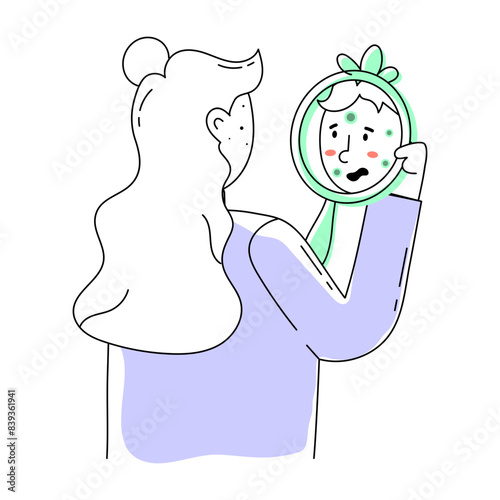 A hand drawn mini illustration of acne 