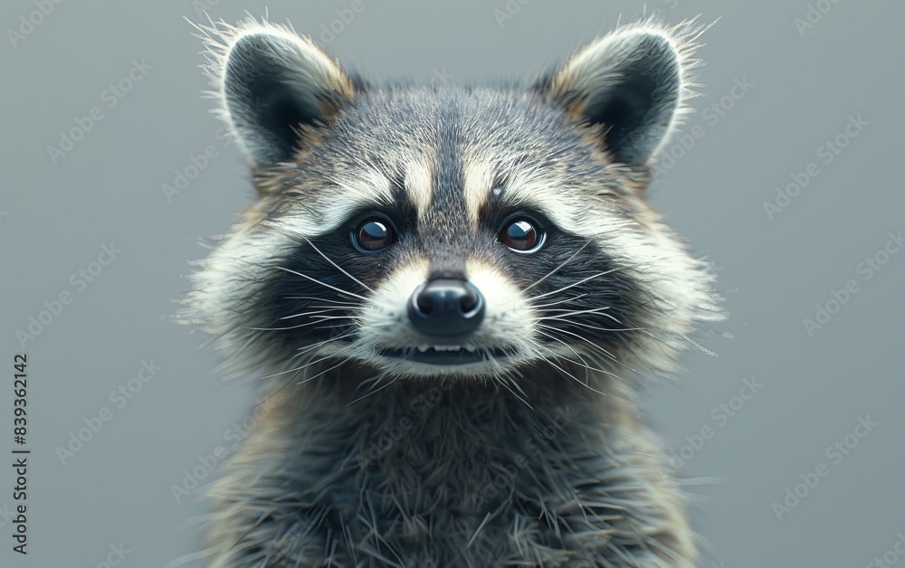 A raccoon stares directly at the camera with a curious expression A raccoon stares directly at the camera with a curious expression