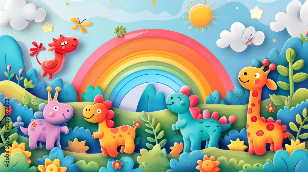 children's vector background in the form of a cyclorama, bright colors children's vector background in the form of a cyclorama, bright colors