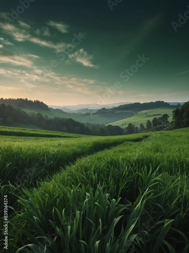 Green vector landscape backdrop, perfect for wallpaper and illustrations.